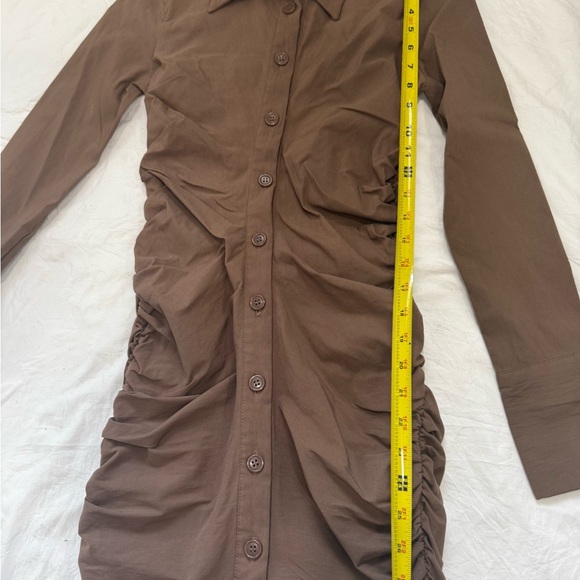 Zara Brown Buttoned Long Sleeve Dress - Picture 11 of 12